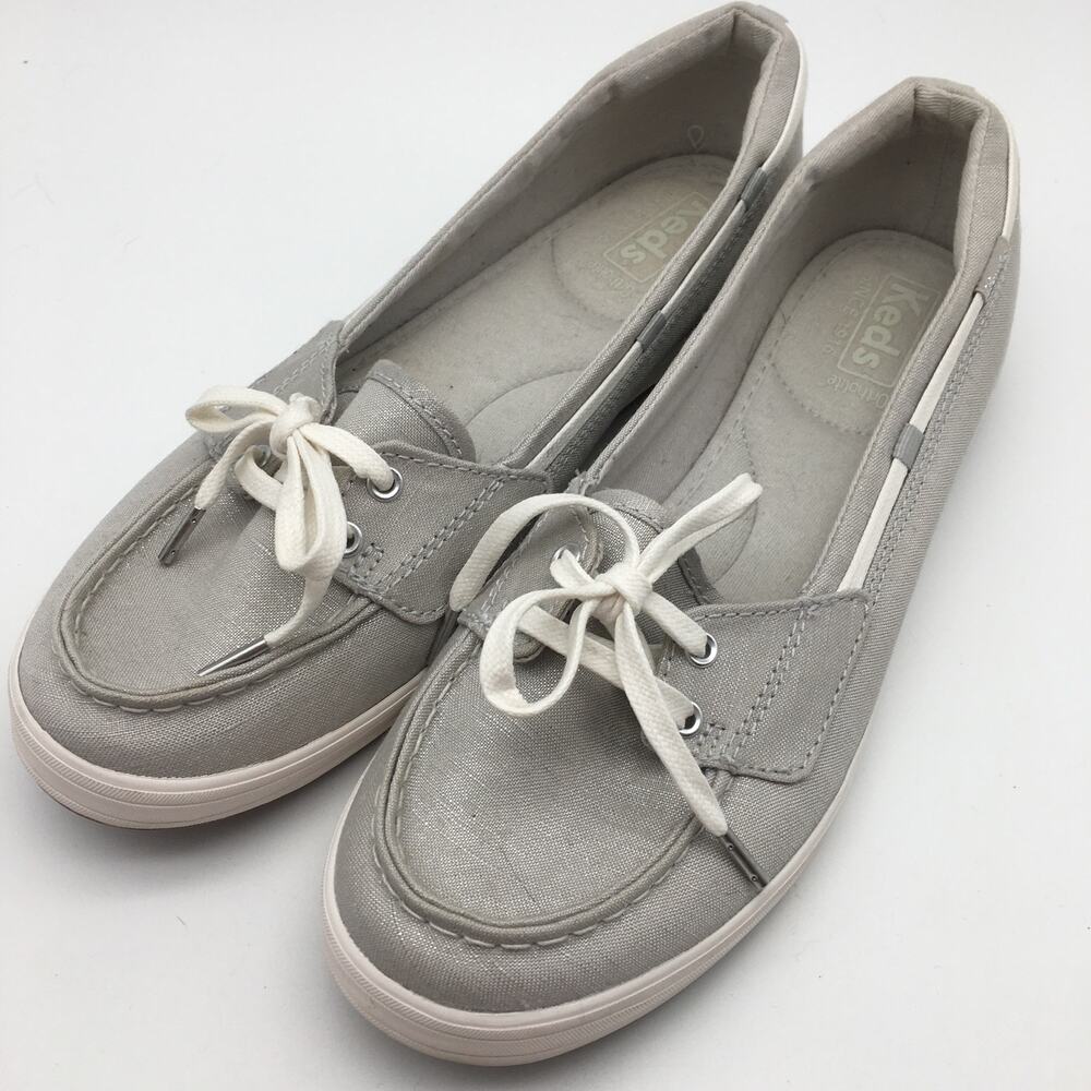 Keds Glimmer Boat Shoes Womens 9 Grey Silver Casual Sneakers